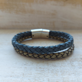 Beige- vergrijsd blauwe armband "Zachary"