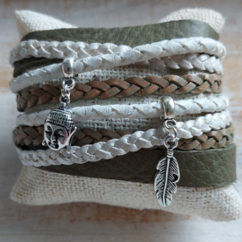 Groen-witte wikkelarmband 'Buddha's Best'