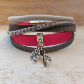 Pink Ribbon armband  van leer | 2025