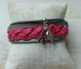 Pink Ribbon armband  van leer | 2023