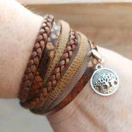 Bruine wikkelarmband "Tree of life"