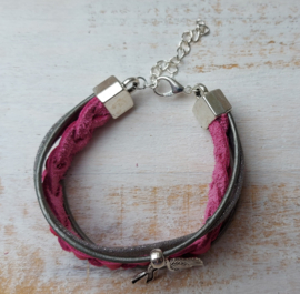 Pink Ribbon armband  van leer | 2023