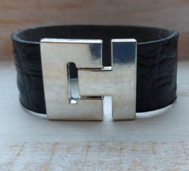 Zwart leren herenarmband 'Damian'