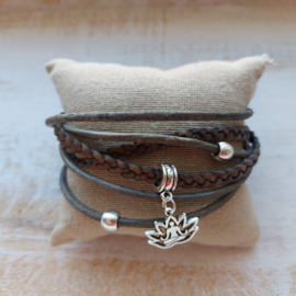 Donkerbruine wikkelarmband  'Leila'