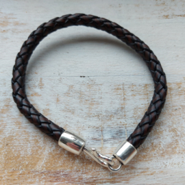 Zwartbruine leren armband "Ray"