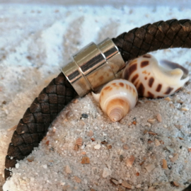 Donkerbruine leren herenarmband "Leroy"