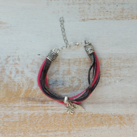 Pink Ribbon armband van leer | 2025.4