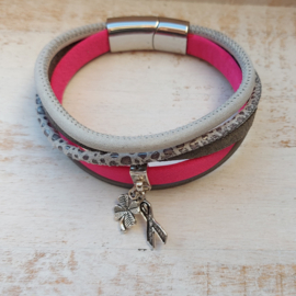 Pink Ribbon armband  van leer | 2025