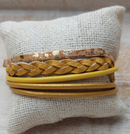 Gele leren armband 'Yellow sun'