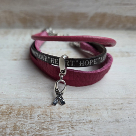 Pink Ribbon armband van leer | 2026.1