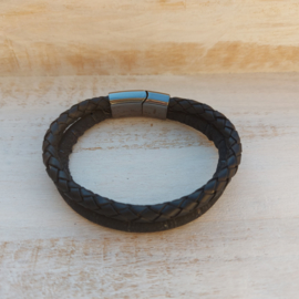 Zwart leren armband "Jim"