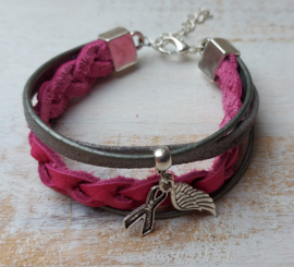 Pink Ribbon armband  van leer | 2023