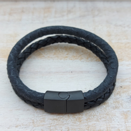 Zwart leren armband "Marc"