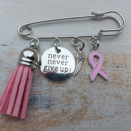 Pink Ribbon vestspeld "Never, never give up"