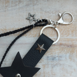 Zwart leren sleutelhanger "Stars"