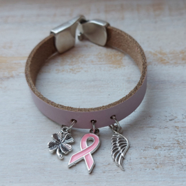 Pink Ribbon armband van leer | 2025.2