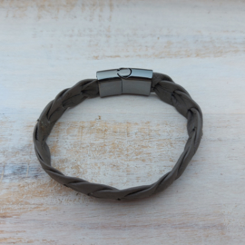 Taupe leren armband 'Maurits'