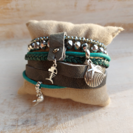 Armband set antraciet en aqua "Laguna"