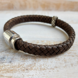 Donkerbruine leren armband "Bram"