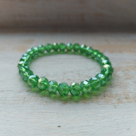 Elastische facet- armband Bladgroen 3 mm