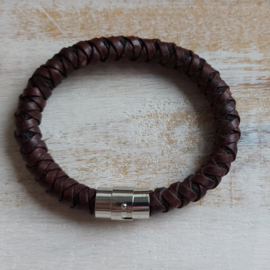 Donkerbruine leren armband "Kelvin"