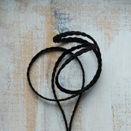 Lange leren ketting zwart met ring en te wisselen hangers 'Infinity'