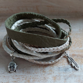 Groen-witte wikkelarmband 'Buddha's Best'