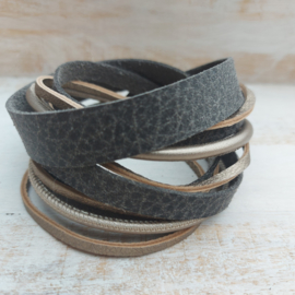 Donkerbruine en softgold wikkelarmband 'Yannick'