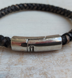 Zwart leren armband "Udo"