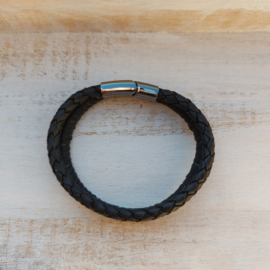 Zwart leren armband "Jim"