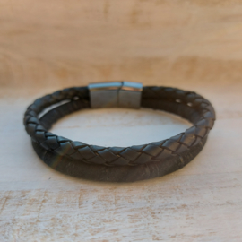 Zwart leren armband "Jim"