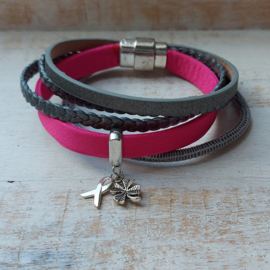 Pink Ribbon armband van leer | 2025.3