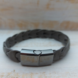 Taupe leren armband 'Maurits'