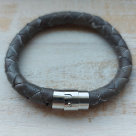 Taupe leren armband rond 'Dex'