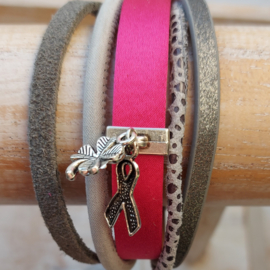 Pink Ribbon armband  van leer | 2025