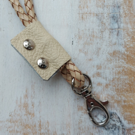 Lang keycord No. 14 - beige met kleine karabijnhaak