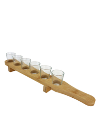 6 shotjes glaasjes in houder. Met tekst gravuren