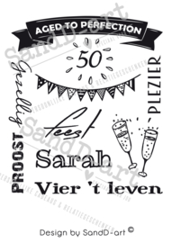 Tekst voor een cadeau voor een 50 jarige - SARAH (excl. product)