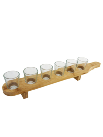 6 shotjes glaasjes in houder. Met tekst gravuren