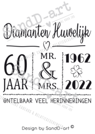 Tekst voor een cadeau voor een DIAMANTEN HUWELIJK - 60 jaar getrouwd (excl. product)