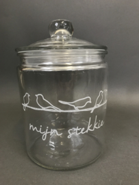 Glazen voorraadpot met opdruk, 21cm (prijs excl. gravure en drop)
