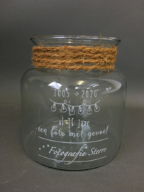 Glazen vaas met gegraveerde opdruk, 19cm (prijs excl. gravure)