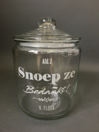Glazen snoeppot met opdruk, 30cm (prijs excl. gravure en drop)