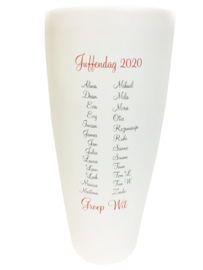 Witte vaas met opdruk, 40cm (prijs excl. opdruk)