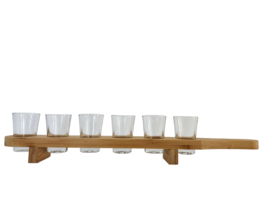 6 shotjes glaasjes in houder. Met tekst gravuren