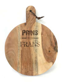 Ronde hapjesplank met gravure prins(es) carnaval