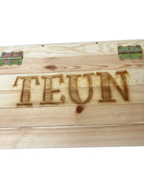 Grote houten kist 73 x 36 x 32 cm MET NAAM GRAVURE