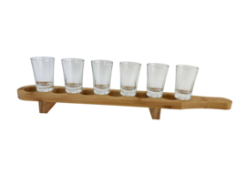 6 shotjes glaasjes in houder. Met tekst gravuren