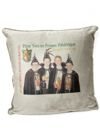 Zacht velours kussen met foto prins(es) carnaval met opdruk 45x45cm