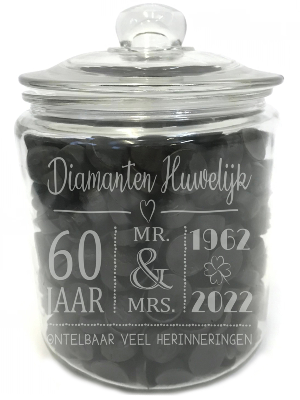 Grote Snoeppot Diamanten huwelijk 1962-2022-barstje in bodem